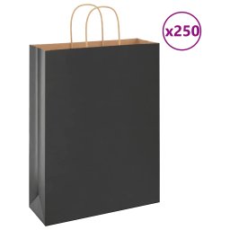 Pungi de hartie 250 buc cu manere negre 32x12x42 cm GartenMobel Dekor
