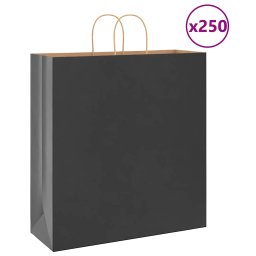 Pungi de hartie 250 buc cu manere negre 45x17x48 cm GartenMobel Dekor