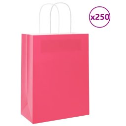 Pungi de hartie 250 buc cu manere roz 21x11x28 cm GartenMobel Dekor