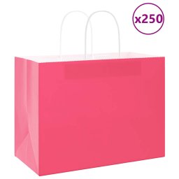 Pungi de hartie 250 buc cu manere roz 32x17x25 cm GartenMobel Dekor