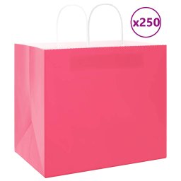 Pungi de hartie 250 buc cu manere roz 32x22x28 cm GartenMobel Dekor