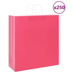 Pungi de hartie 250 buc cu manere roz 45x17x48 cm GartenMobel Dekor