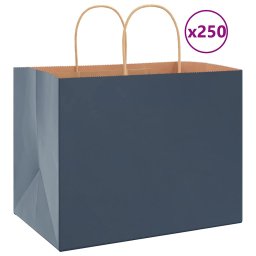Pungi de hartie 250 buc cu manere Albastre 32x22x24 cm GartenMobel Dekor