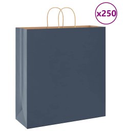 Pungi de hartie 250 buc cu manere Albastre 45x17x48 cm GartenMobel Dekor