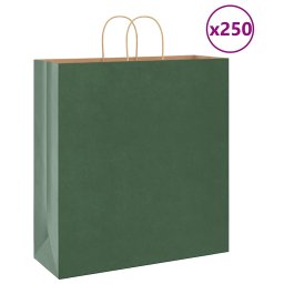 Saci de hartie 250 buc cu manere verde 45x17x48 cm GartenMobel Dekor