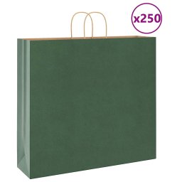Pungi de hartie 250 buc cu manere verde 54x15x49 cm GartenMobel Dekor