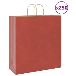 Pungi de hartie 250 buc cu manere rosii 45x17x48 cm GartenMobel Dekor