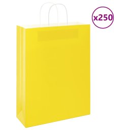 Pungi de hartie 250 buc cu manere galbene 32x12x42 cm GartenMobel Dekor