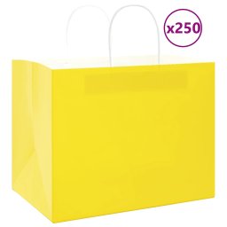 Pungi de hartie 250 buc cu manere galbene 32x22x24 cm GartenMobel Dekor
