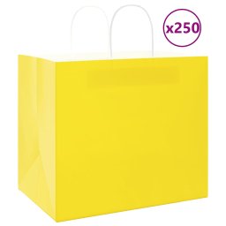 Pungi de hartie 250 buc cu manere galbene 32x22x28 cm GartenMobel Dekor