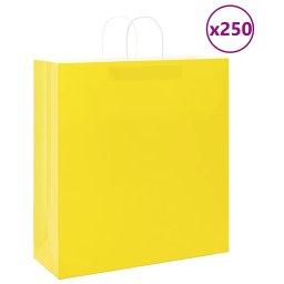 Pungi de hartie 250 buc cu manere galbene 45x17x48 cm GartenMobel Dekor