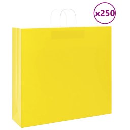Pungi de hartie 250 buc cu manere galbene 54x15x49 cm GartenMobel Dekor