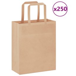 Pungi de hartie 250 buc cu manere maro 18x8x22 cm GartenMobel Dekor