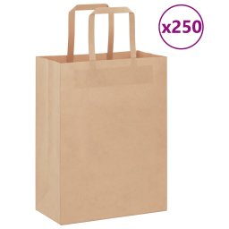 Pungi de hartie 250 buc cu manere maro 21x11x28 cm GartenMobel Dekor
