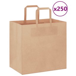 Pungi de hartie 250 buc cu manere maro 26x17x25 cm GartenMobel Dekor