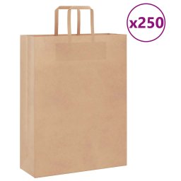 Pungi de hartie 250 buc cu manere maro 32x12x42 cm GartenMobel Dekor