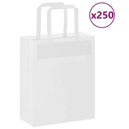 Pungi de hartie 250 buc cu manere albe 18x8x22 cm GartenMobel Dekor