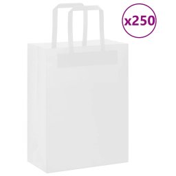 Pungi de hartie 250 buc cu manere albe 21x11x28 cm GartenMobel Dekor