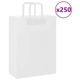 Pungi de hartie 250 buc cu manere albe 26x12x35 cm GartenMobel Dekor