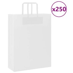 Pungi de hartie 250 buc cu manere albe 32x12x42 cm GartenMobel Dekor