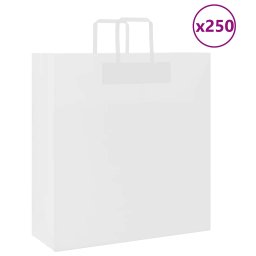 Pungi de hartie 250 buc cu manere albe 45x17x48 cm GartenMobel Dekor