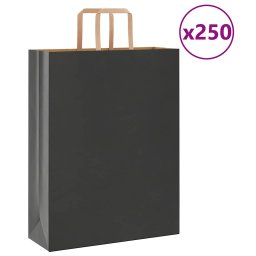 Pungi de hartie 250 buc cu manere negre 32x12x42 cm GartenMobel Dekor