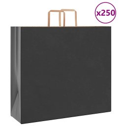 Pungi de hartie 250 buc cu manere negre 54x15x49 cm GartenMobel Dekor