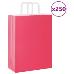 Pungi de hartie 250 buc cu manere roz 26x12x35 cm GartenMobel Dekor