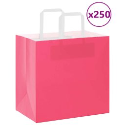 Pungi de hartie 250 buc cu manere roz 26x17x25 cm GartenMobel Dekor