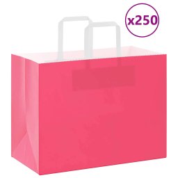 Pungi de hartie 250 buc cu manere roz 32x17x25 cm GartenMobel Dekor