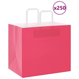 Pungi de hartie 250 buc cu manere roz 32x22x28 cm GartenMobel Dekor