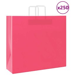 Pungi de hartie 250 buc cu manere roz 54x15x49 cm GartenMobel Dekor