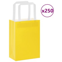 Pungi de hartie 250 buc cu manere galbene 15x8x21 cm GartenMobel Dekor