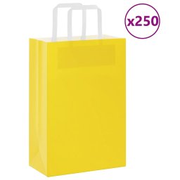 Pungi de hartie 250 buc cu manere galbene 21x11x31 cm GartenMobel Dekor