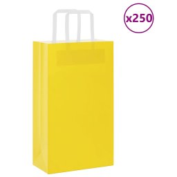 Pungi de hartie 250 buc cu manere galbene 21x11x36 cm GartenMobel Dekor