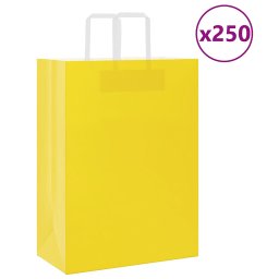 Pungi de hartie 250 buc cu manere galbene 32x17x44 cm GartenMobel Dekor