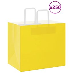 Pungi de hartie 250 buc cu manere galbene 32x22x28 cm GartenMobel Dekor