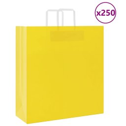 Pungi de hartie 250 buc cu manere galbene 45x17x48 cm GartenMobel Dekor