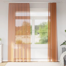 Perdele Voile cu buzunare pentru bare 2 buc teracota GartenMobel Dekor