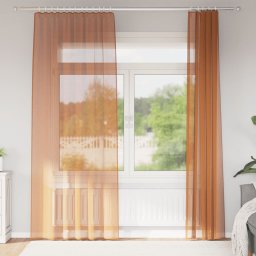Perdele Voile cu buzunare pentru bare 2 buc teracota GartenMobel Dekor