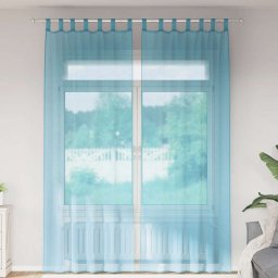Perdele Voile cu buzunare pentru bare 2 buc Turcoaz GartenMobel Dekor