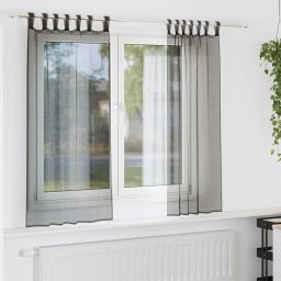 Perdele din voile cu tabla 2 buc Negru GartenMobel Dekor