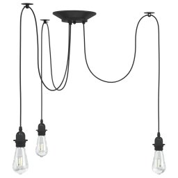 Lampa suspendata cu 3 suporturi E27 metal negru GartenMobel Dekor