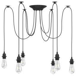Lampa suspendata cu 6 suporturi E27 metal negru GartenMobel Dekor