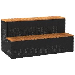 Trepte pentru cada hidromasaj negru polirattan si salcam solid GartenMobel Dekor