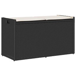 Banca depozitare în aer liber cu perna Neagra 100 cm Poly Ratan GartenMobel Dekor