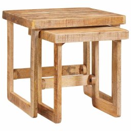 Mese în cuiburi 2 pcs Maro 46 x 46 x 45 cm Lemn de mango solid GartenMobel Dekor