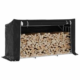 Raft pentru lemne de foc cu husa, otel galvanizat, 200,5 cm, vidaXL