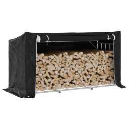 Raft pentru lemne de foc cu husa de ploaie, otel galvanizat, 200,5 cm, vidaXL
