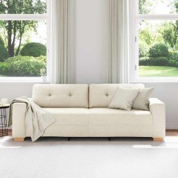 Sofa cu 3 locuri Bej 220 cm Material textil din in GartenMobel Dekor
